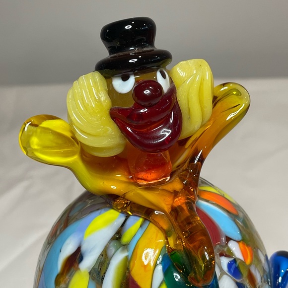 Original Vintage Round Murano Glass Clown Figurine 6" - Picture 6 of 9